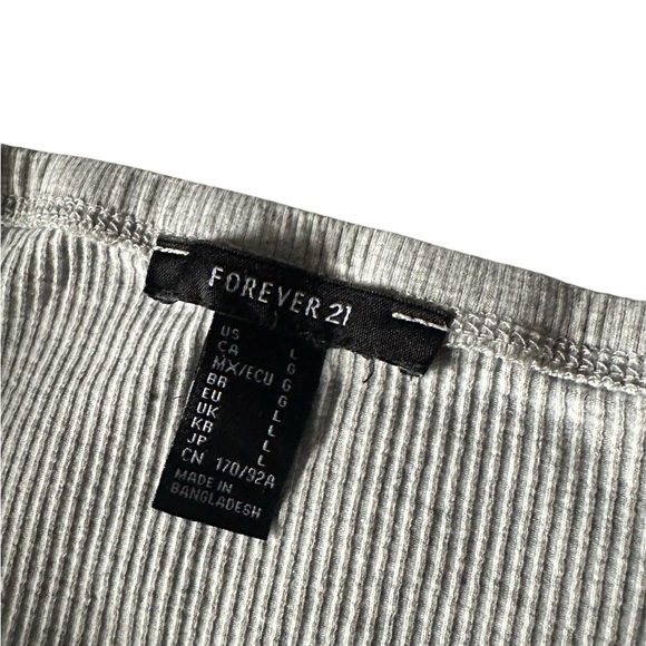 Gray Off-the-Shoulder Ribbed Crop Top - Forever 21 Size Small - Picture 3 of 3